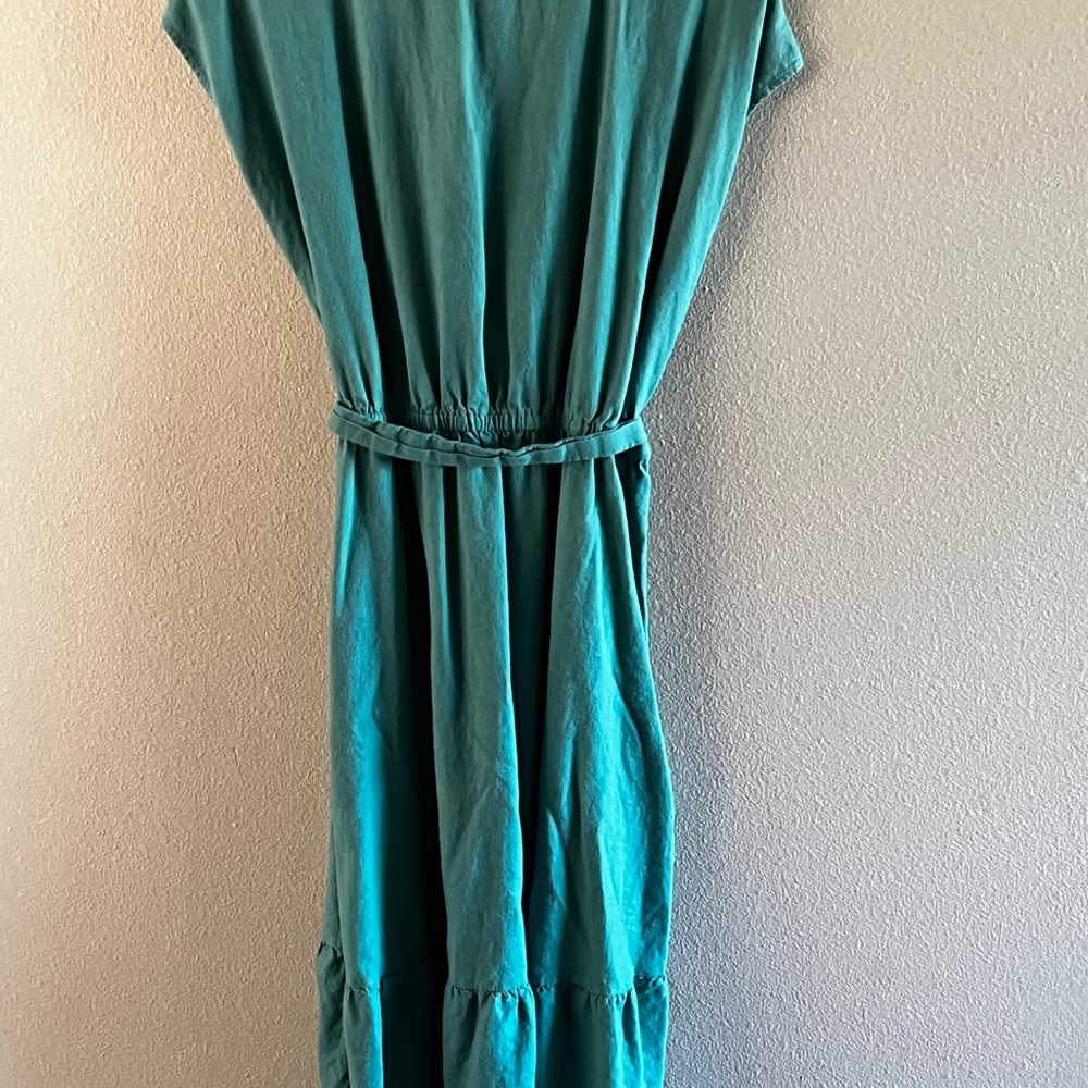 A New Day Green Pleated Tie Front Maxi Dress